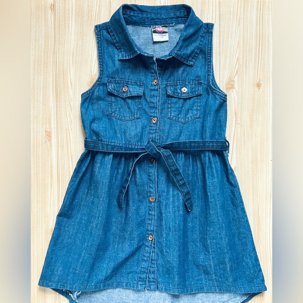 Indigo Blue Denim Jeans Dress Sz Girls 6X Cotton